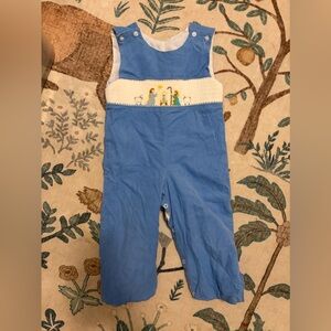 Liney Lu 24 M Light Blue Corduroy Longall Romper Smocked Nativity Religious